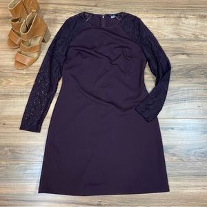 Tommy Hilfiger Lace Sleeve Sheath Dress Women's 10 Color Purple